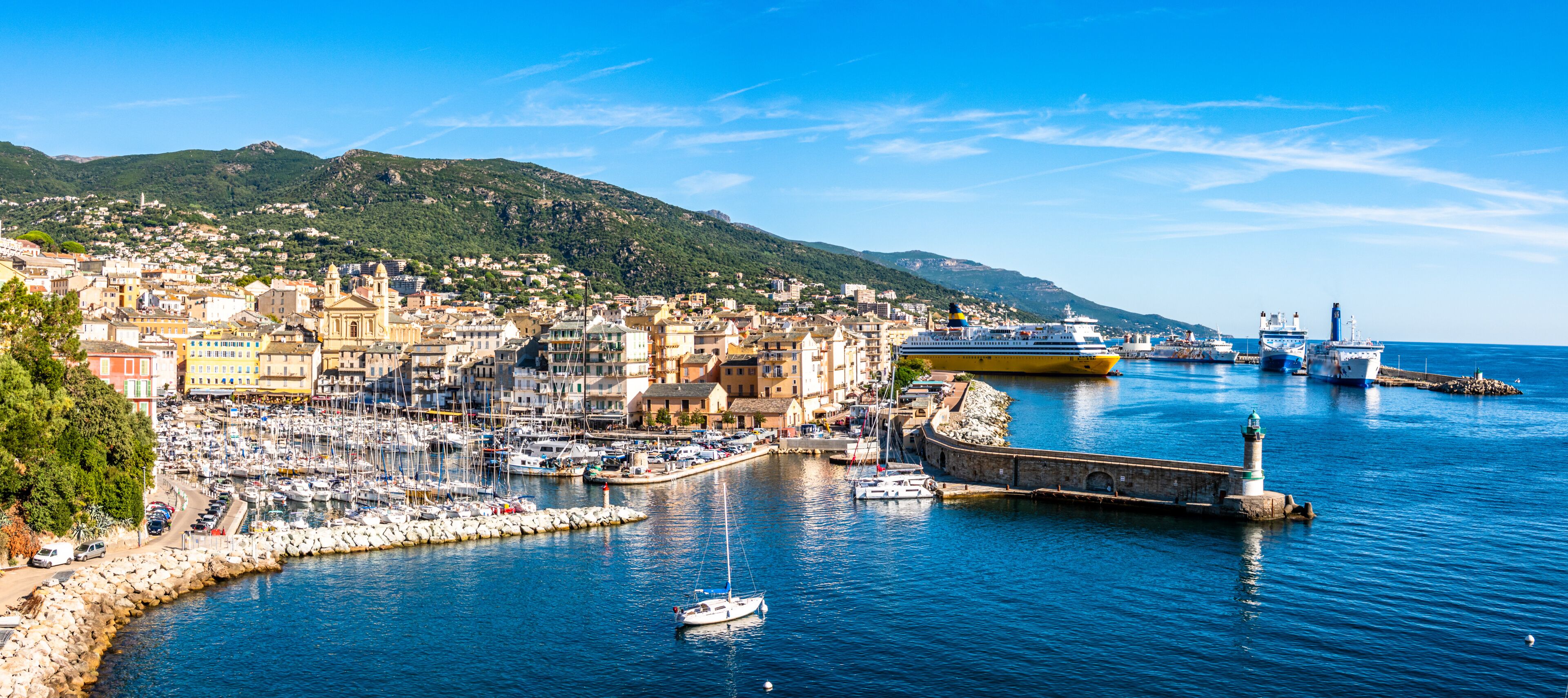 old town and harbor of bastia on corsica