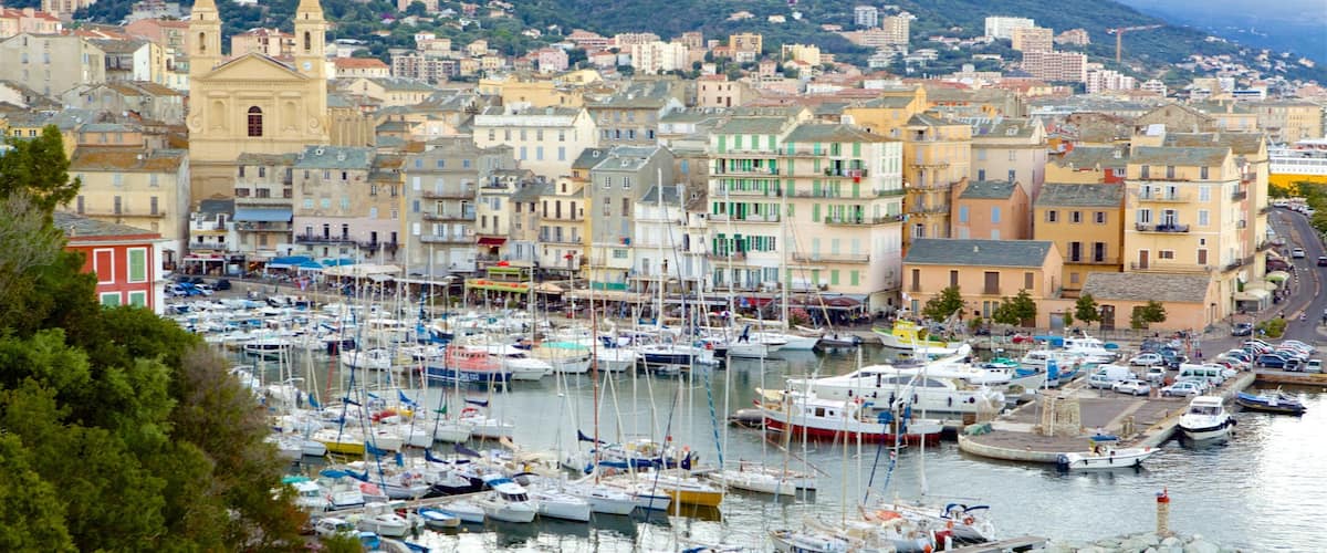 Bastia which includes a marina and a coastal town