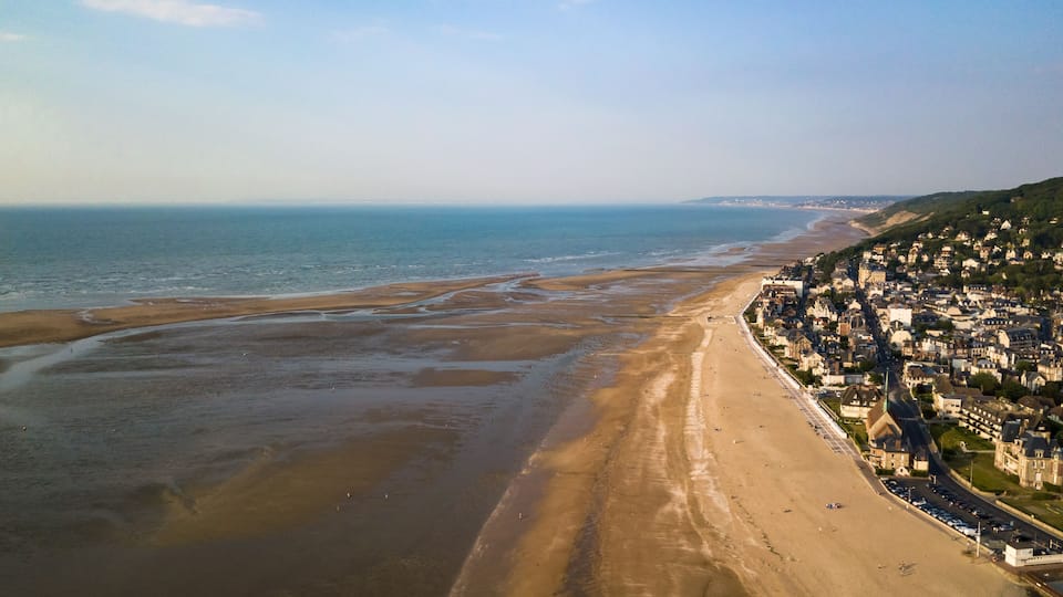 Drone view of city of Cabourg in Normandy France