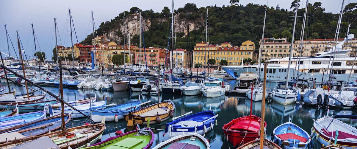 Colorful boats in Nice. Nice, French Riviera, France.; Shutterstock ID 413345122