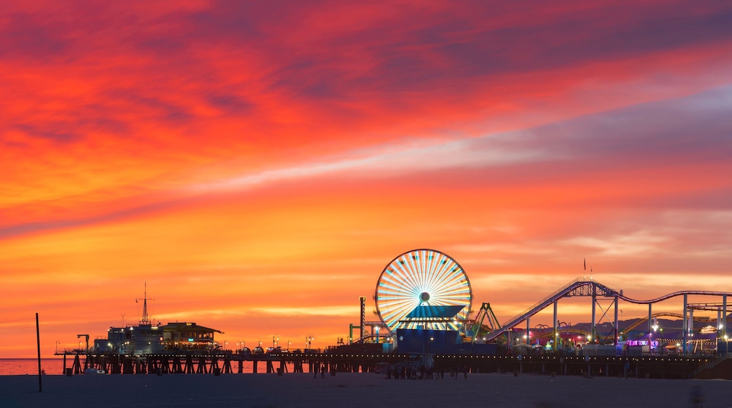 Panorama of a sunset at Santa Monica beach