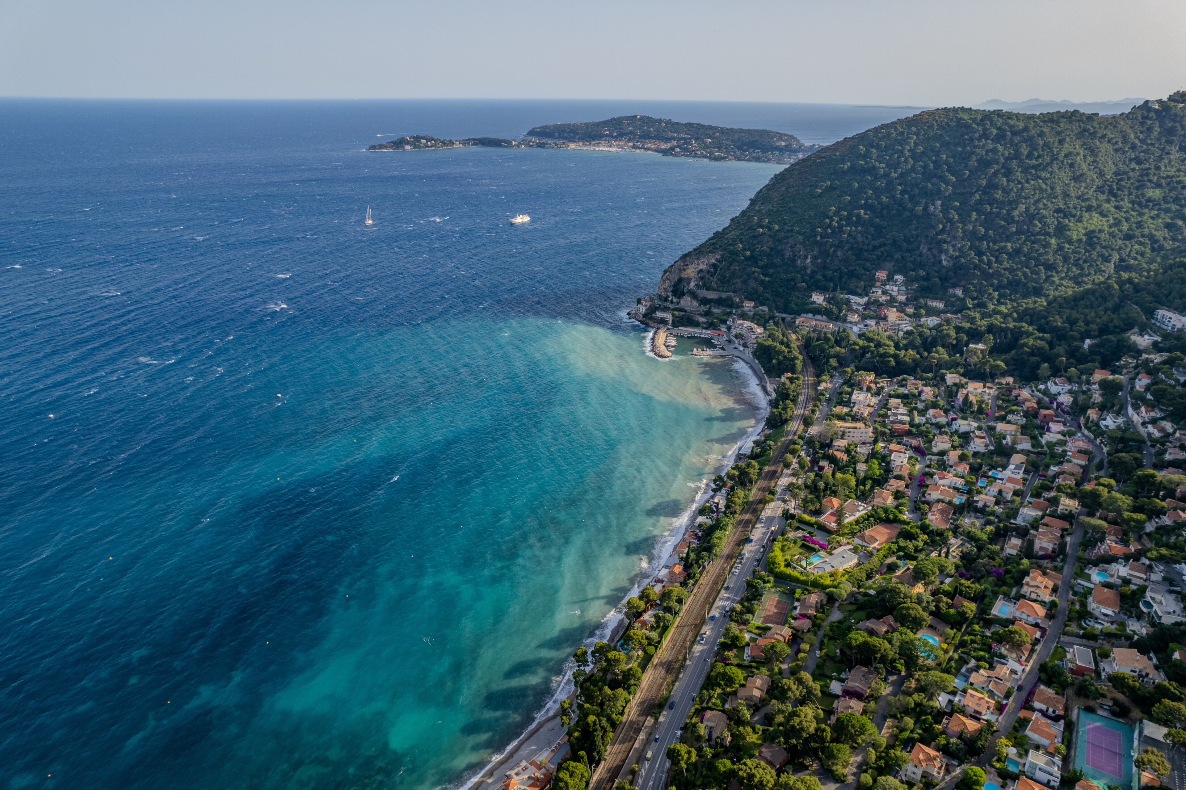 Aerial summer view of Èze, French Riviera (Côte d'Azur), France
