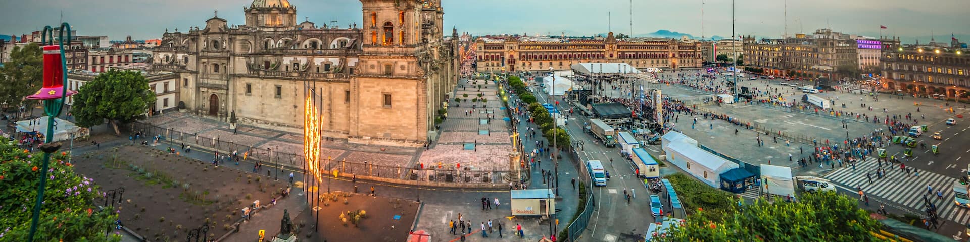 Zocalo square and Metropolitan cathedral of Mexico city