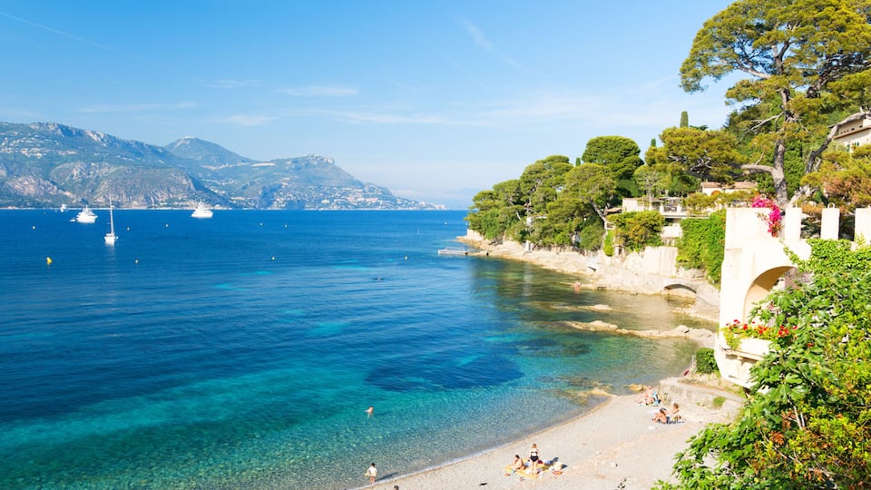 view on Paloma beach in Saint-Jean-Cap-Ferrat on french riviera, France