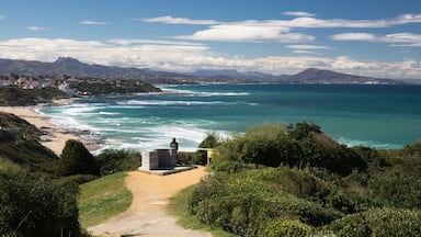 scenic atlantic coastline in sunny blue sky in bidart, basque country, france