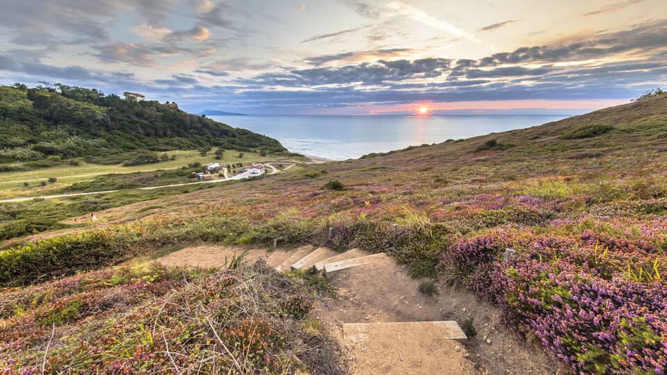 Sunset over Erretegia Beach Bidart France