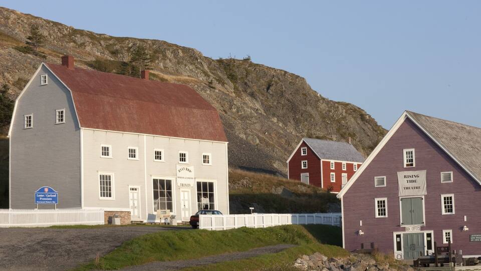 A historic building with a sign reading "Lester/Garland Promises Provincial Historic Site."