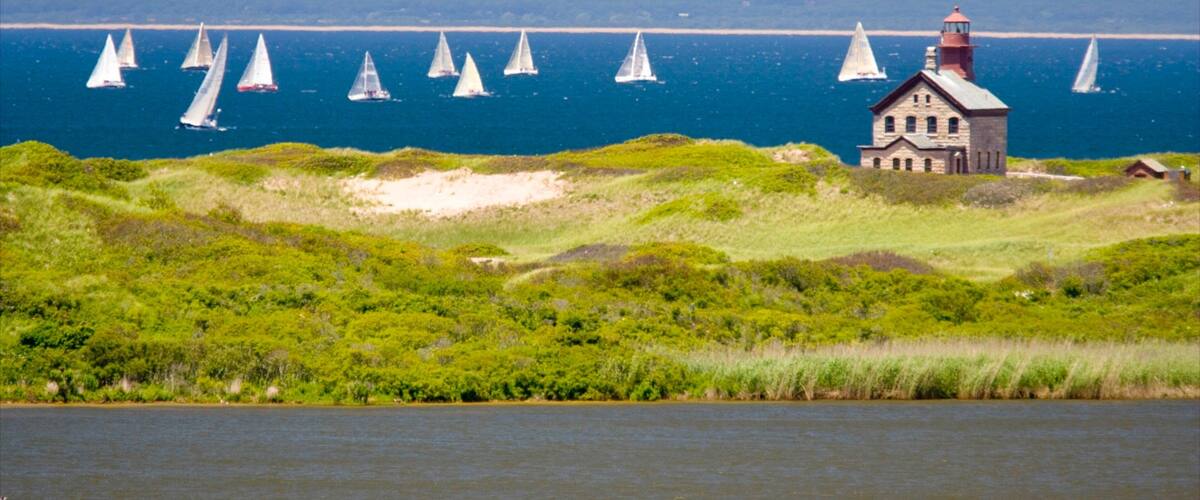 Block Island which includes landscape views, general coastal views and sailing