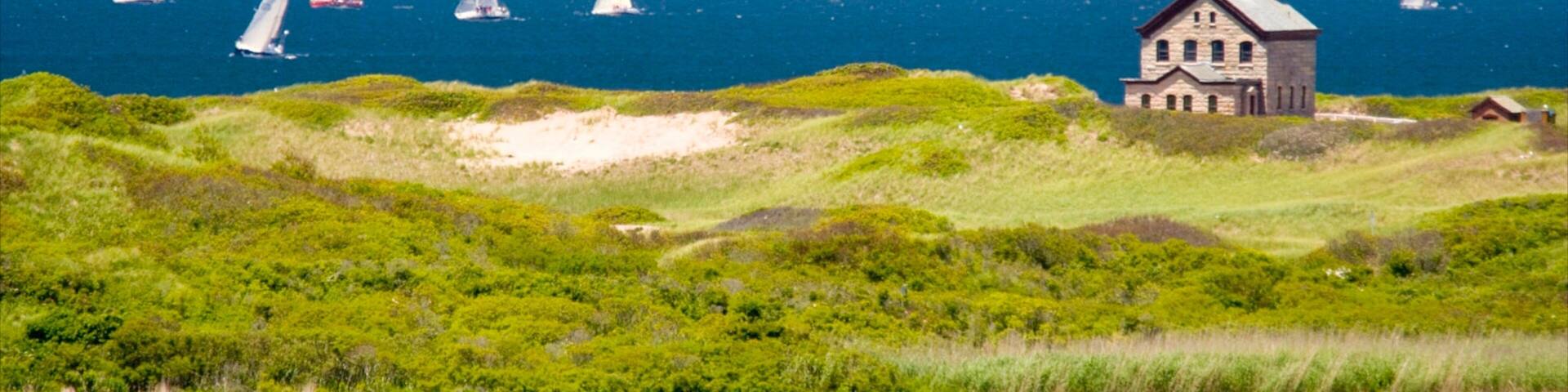 Block Island featuring general coastal views, sailing and landscape views