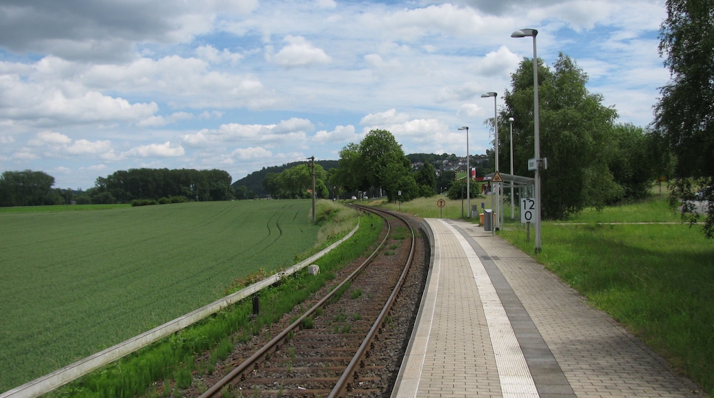 der Bahnhof von Mandern am östlichen Ortsrand