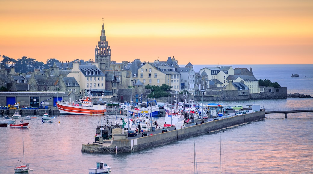 Sunset over the port of Roscoff, Brittany, France