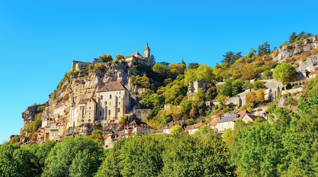 Historic village and castle Rocamadour on the bank of the valley Dordogne in southern France.