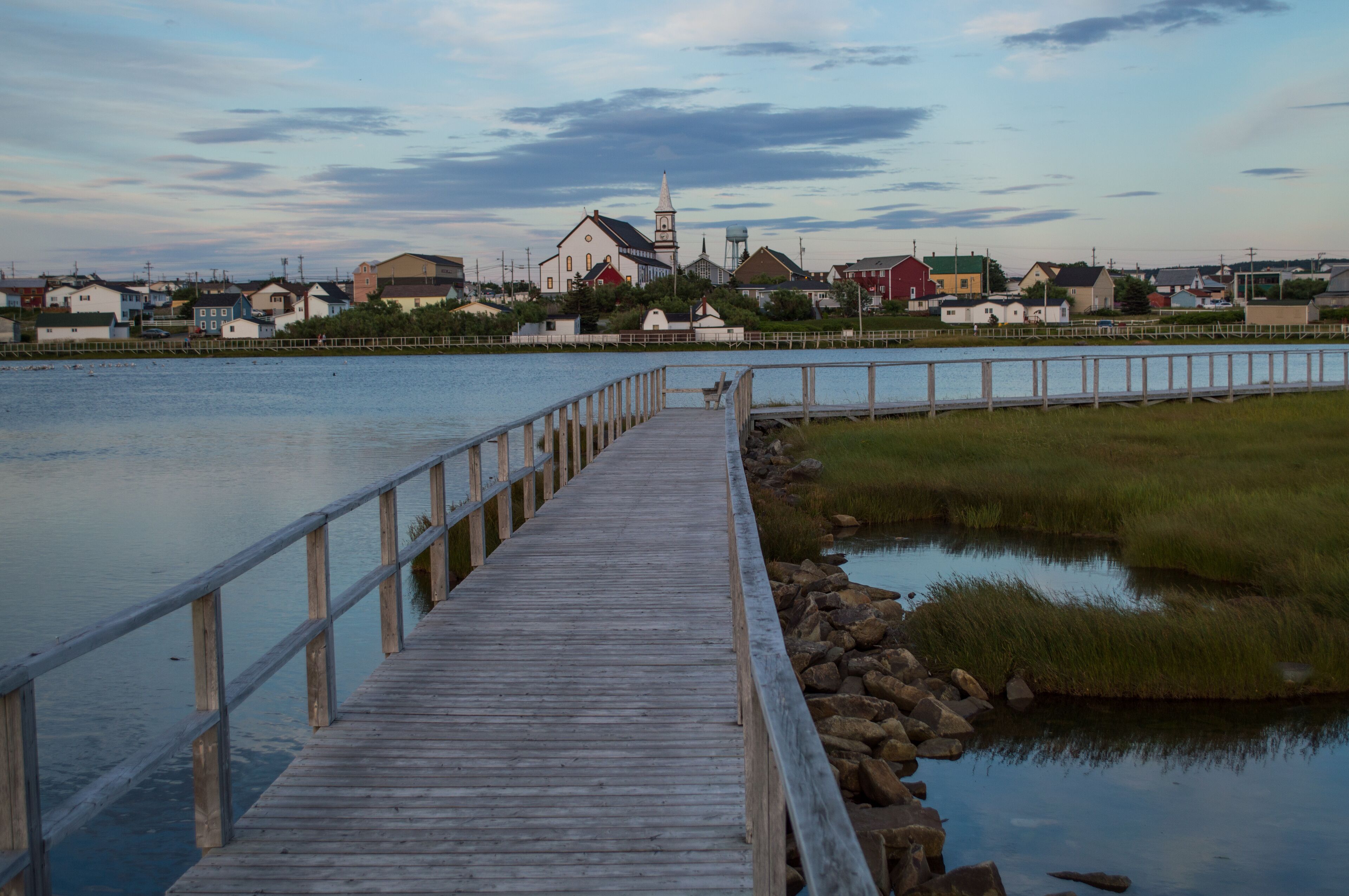 Colorful Town Center and Canal in Bonavista, Newfoundland, Canada