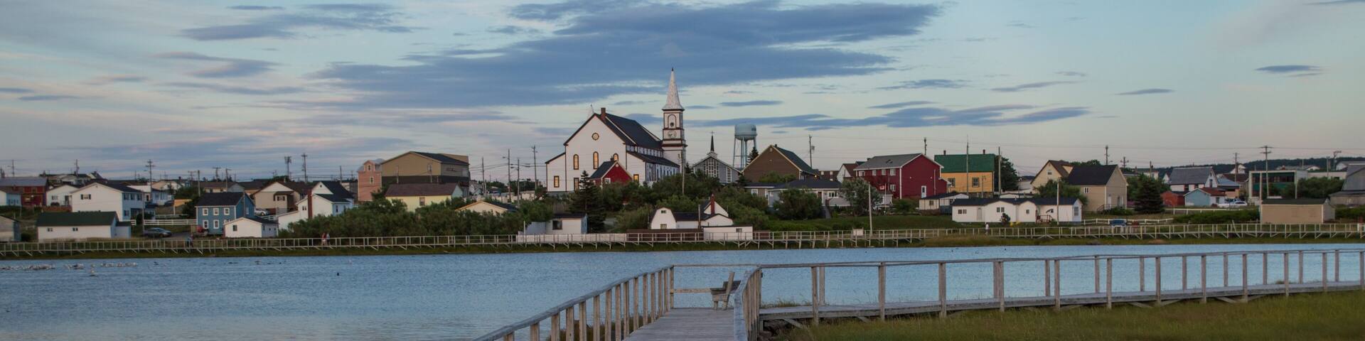 Colorful Town Center and Canal in Bonavista, Newfoundland, Canada