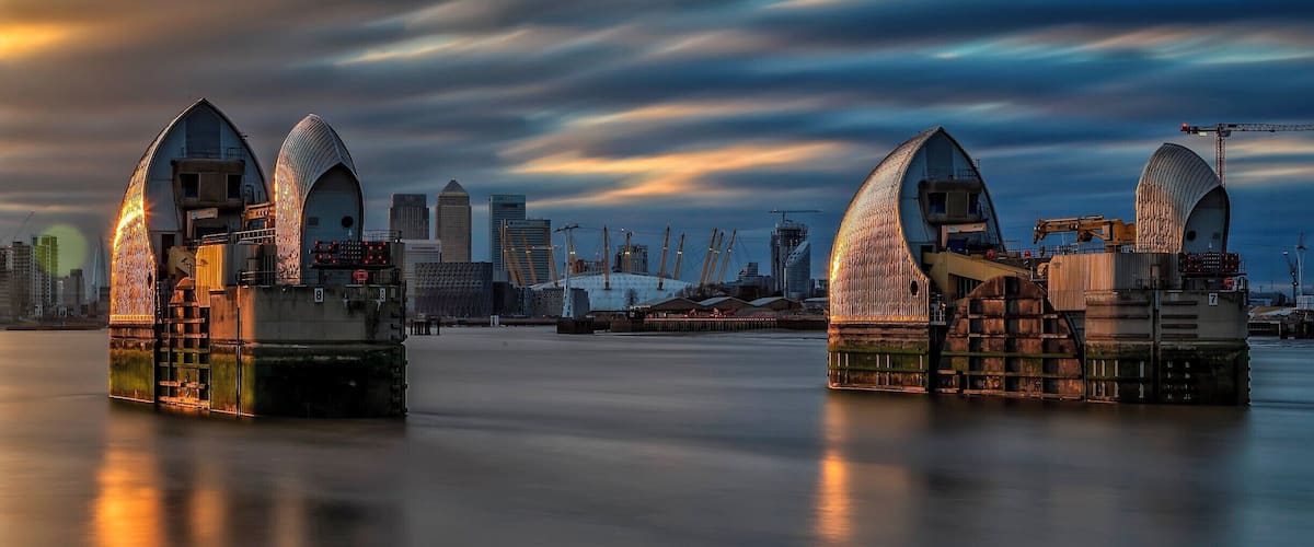 Long exposure of the Thames Barrier London at Sunset #bvstrove