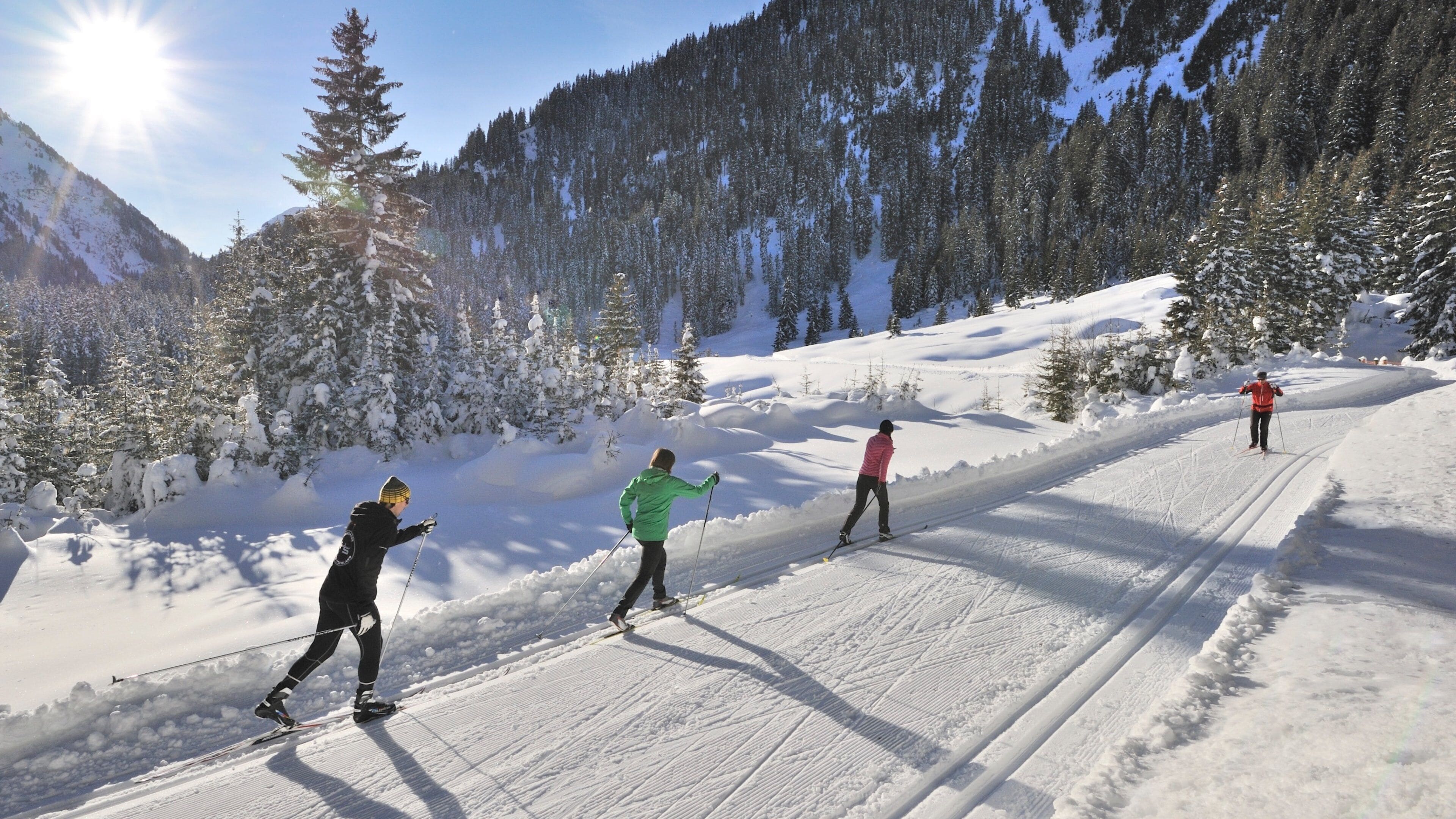 Sankt Anton am Arlberg que incluye paisajes forestales, nieve y esquí