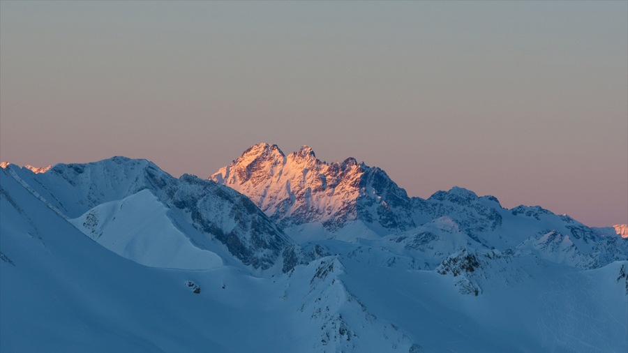 Serfaus featuring snow, mountains and a sunset