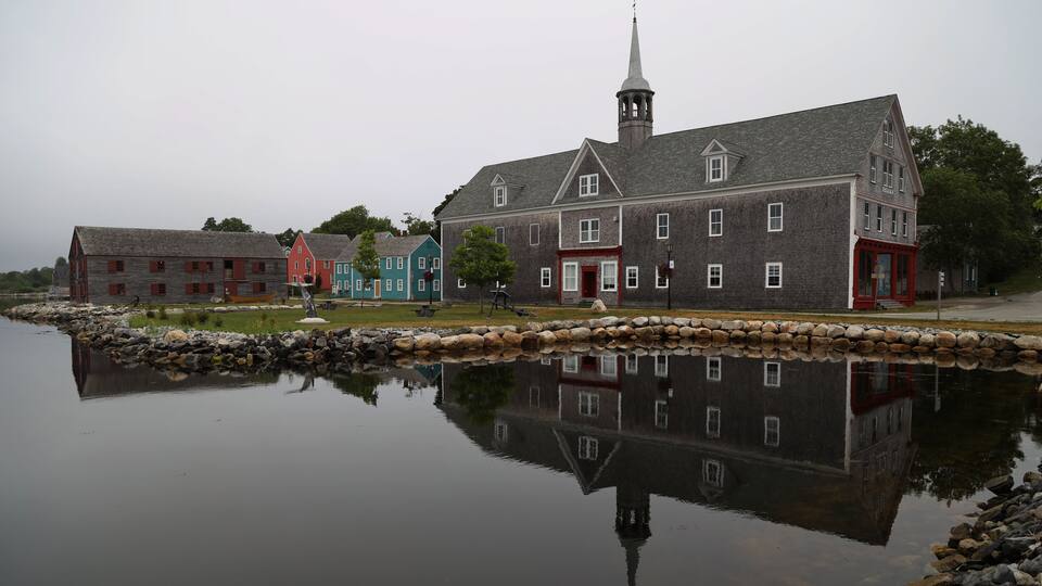 Ancient houses in the town of Shelburne in Nova Scotia