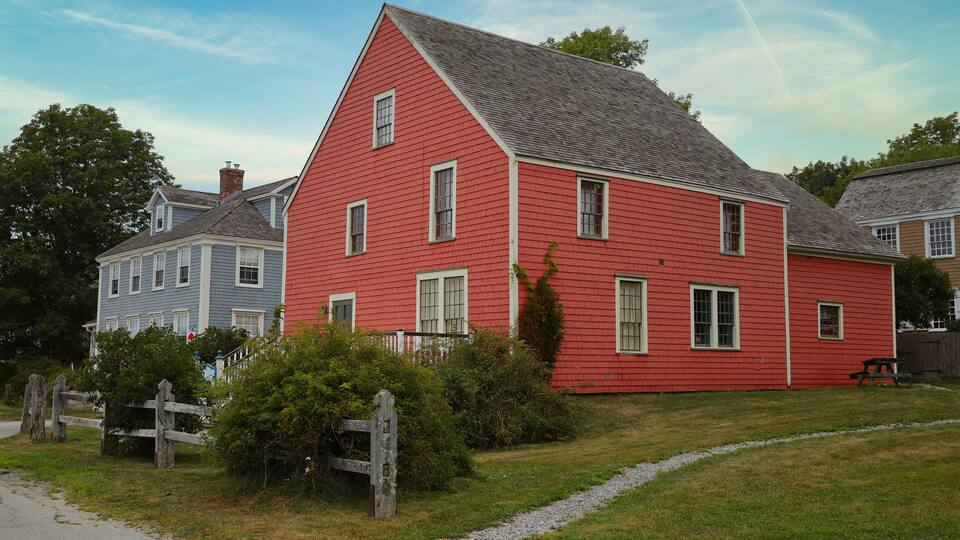 Ancient houses in the town of Shelburne in Nova Scotia