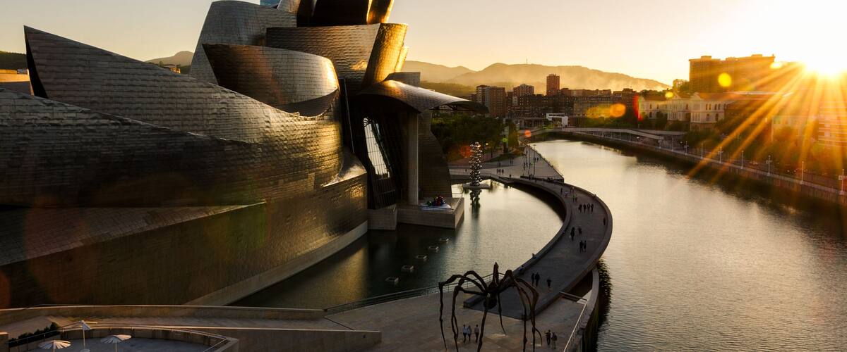 Last golden light at the Guggenheim Museum in Bilbao