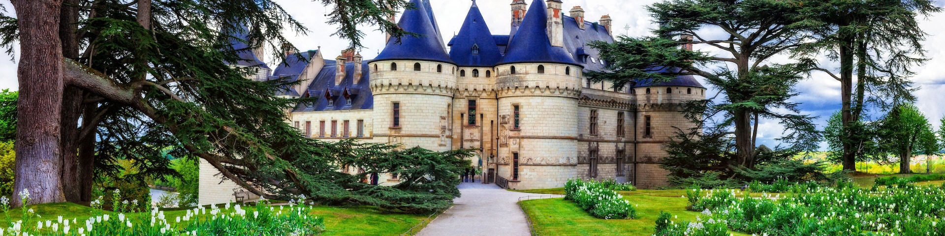 A castle with turrets and a pathway leading to it.