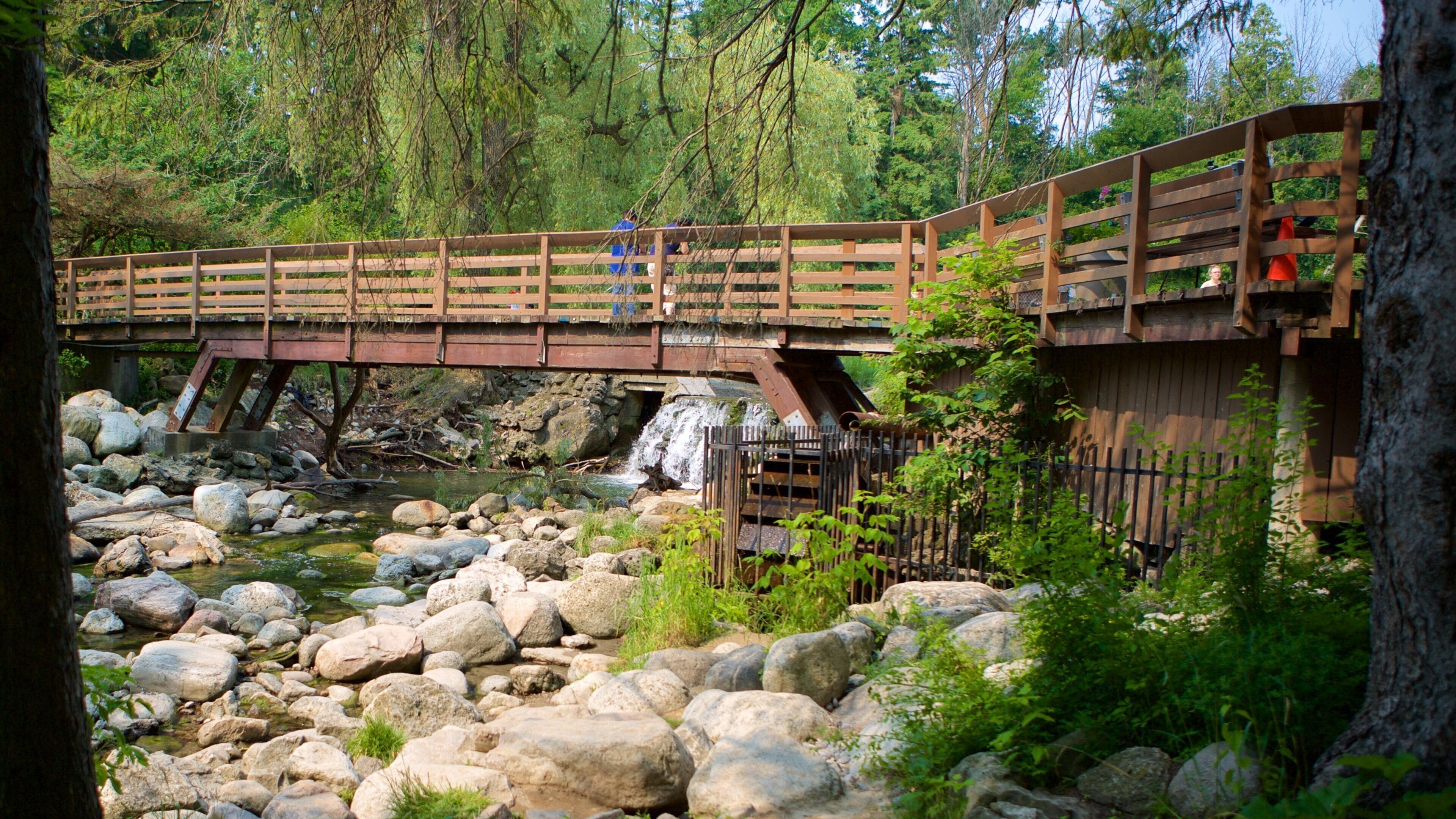 Don Mills which includes a bridge, a park and a river or creek