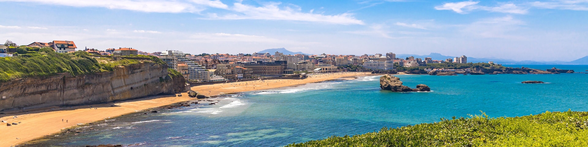 Panorama of Biarritz, France and its seaside on the Atlantic Ocean