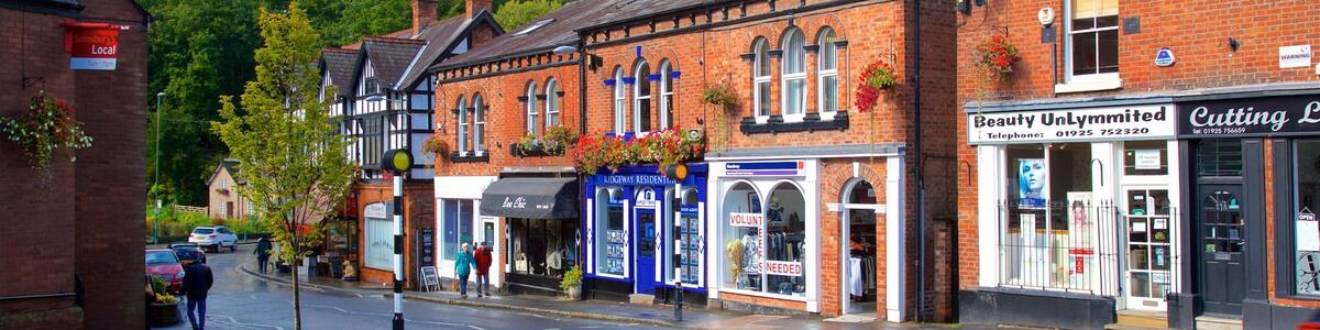 Lymm which includes flowers and a small town or village