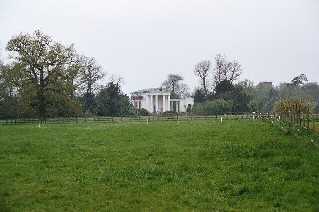 New Church, Ayot St Lawrence. Built to replace the partially demolished old Church. View taken across the field from near the old Church.