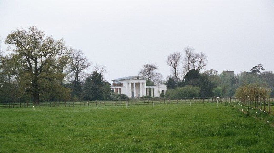 New Church, Ayot St Lawrence. Built to replace the partially demolished old Church. View taken across the field from near the old Church.