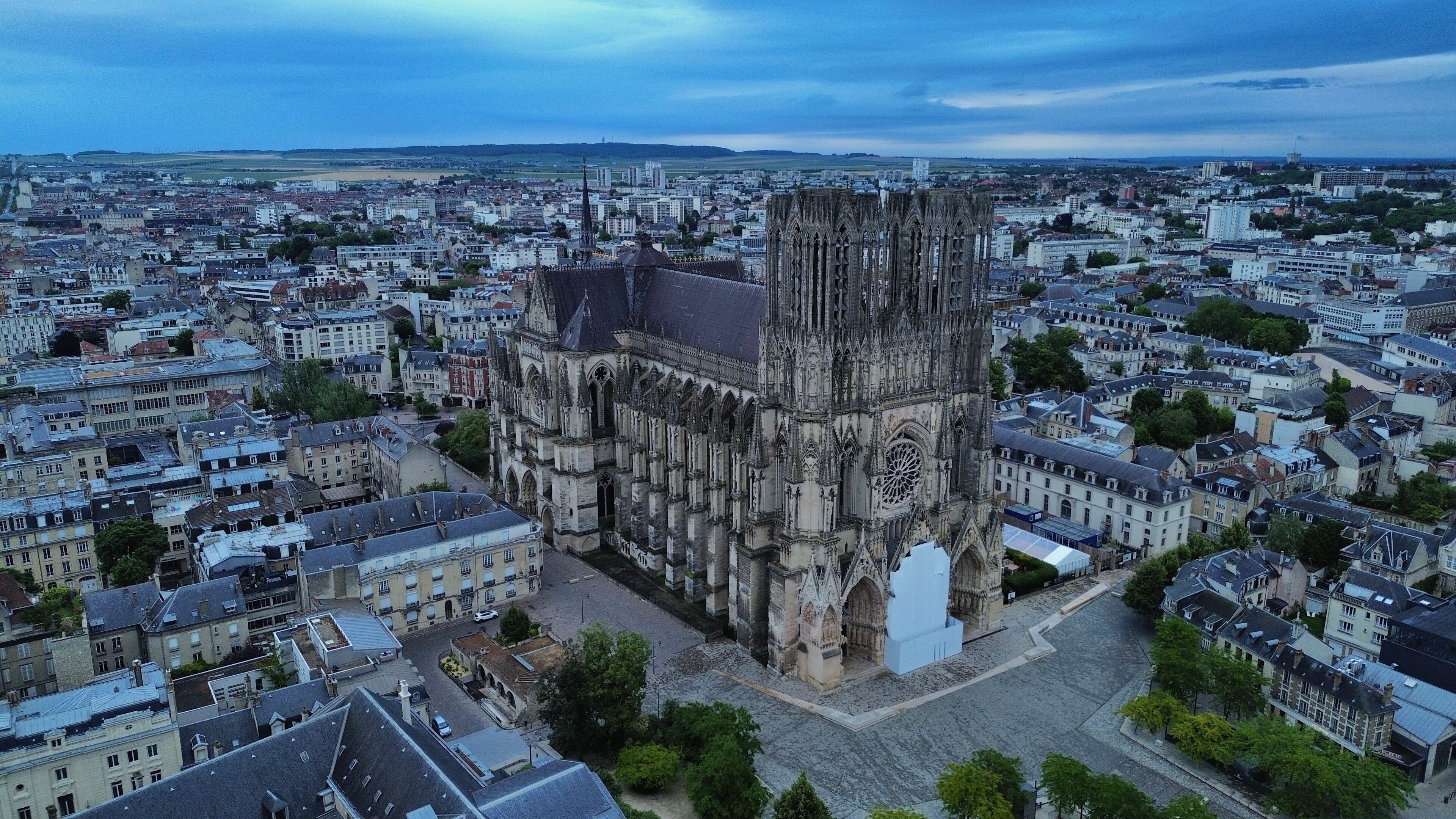 drone photo Notre-Dame cathedral Reims france europe