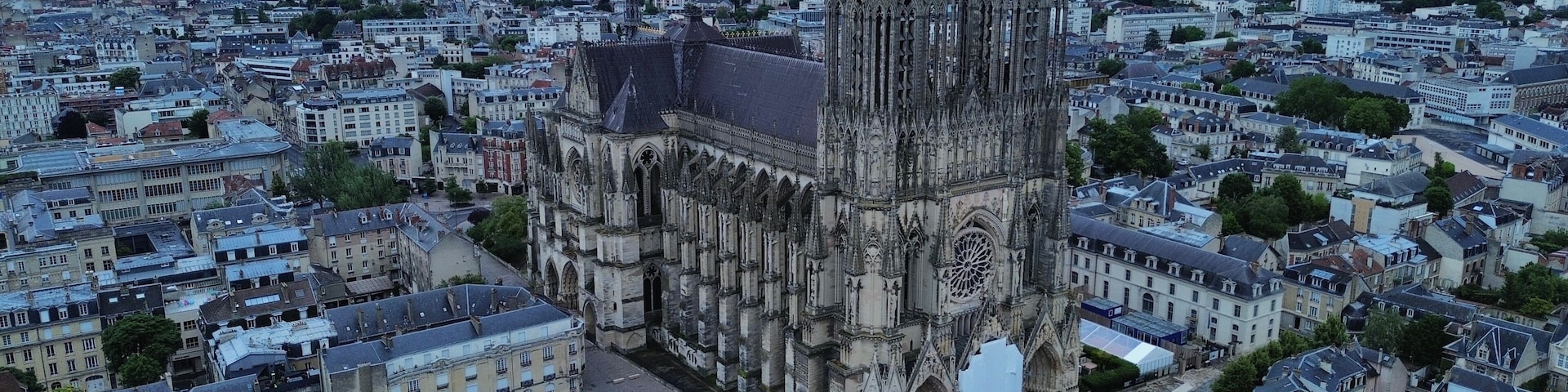 drone photo Notre-Dame cathedral Reims france europe