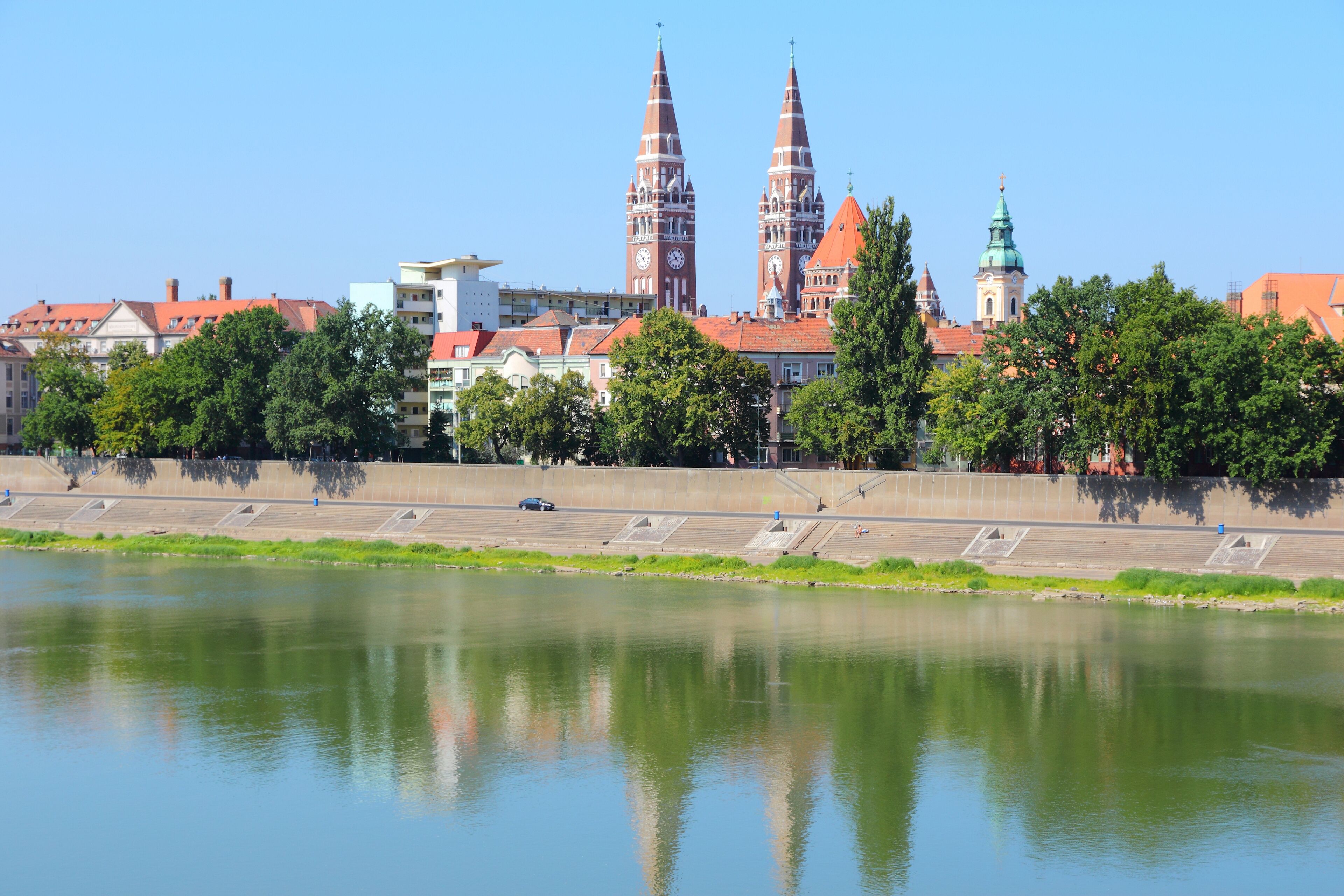 Szeged, Hungary. City in Csongrad county. Cityscape with Tisza river