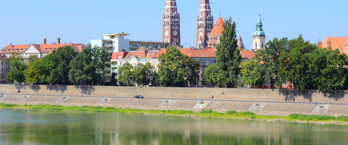 Szeged, Hungary. City in Csongrad county. Cityscape with Tisza river