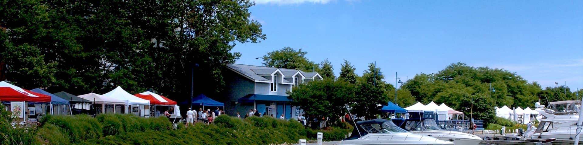 Port Credit which includes a marina, a lake or waterhole and a house