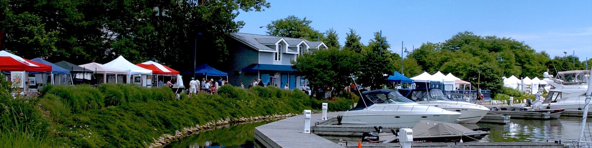 Port Credit which includes a marina, a lake or waterhole and a house