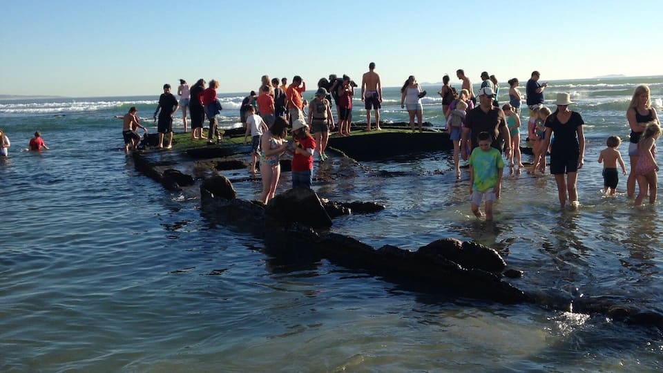 The 300 ft long SS Monte Carlo shipwreck on the Coronado Beach that ran aground during a storm in 1937. The shipwreck can only be seen during a negative low tide.