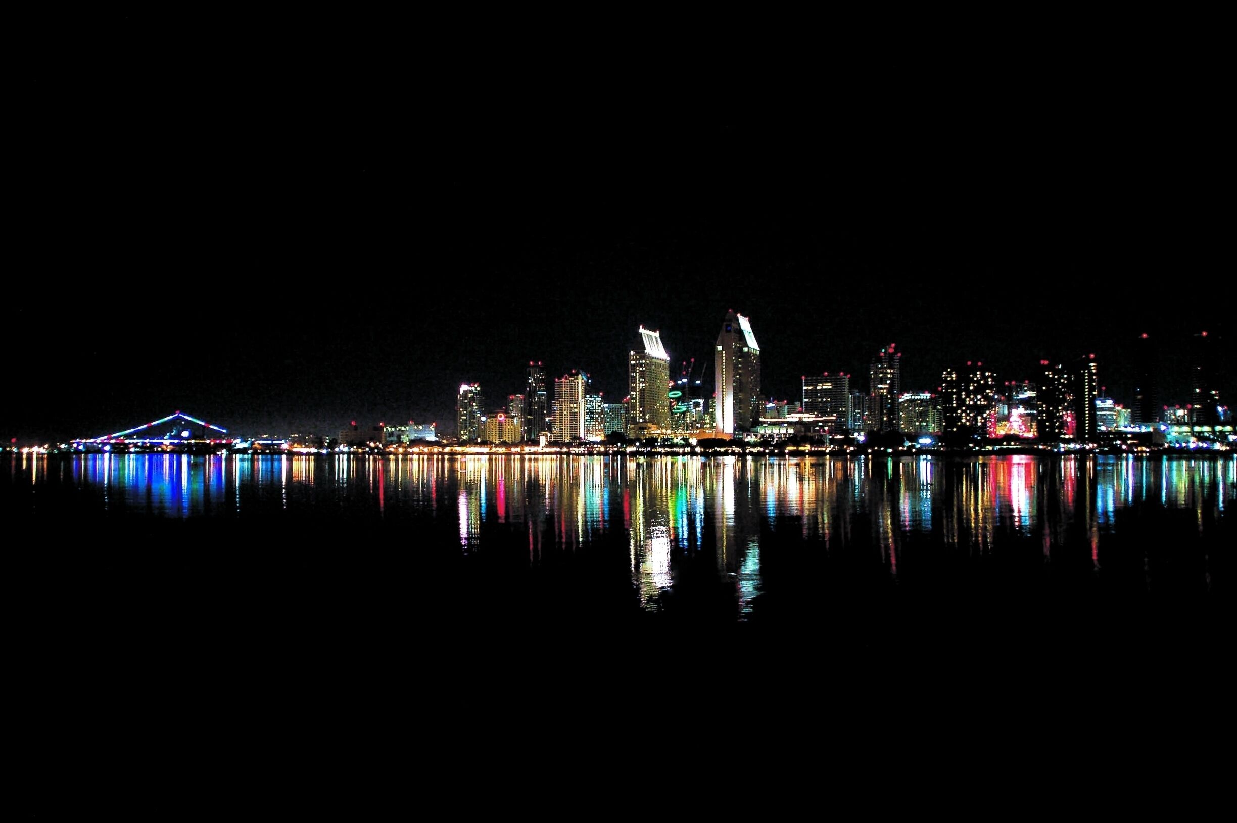 Beautiful view of downtown San Diego from across the water at Coronado's Centennial Park.