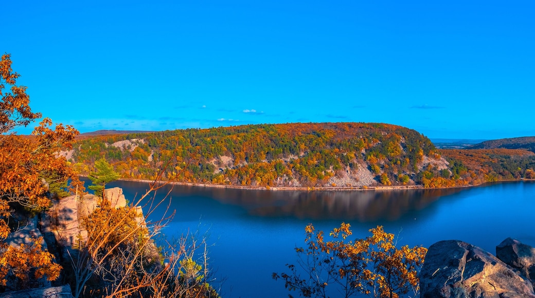 Devils Lake State Park ,View from the Tumbled Rocks Trail in Wisconsin, Midwest USA, Autumn season.