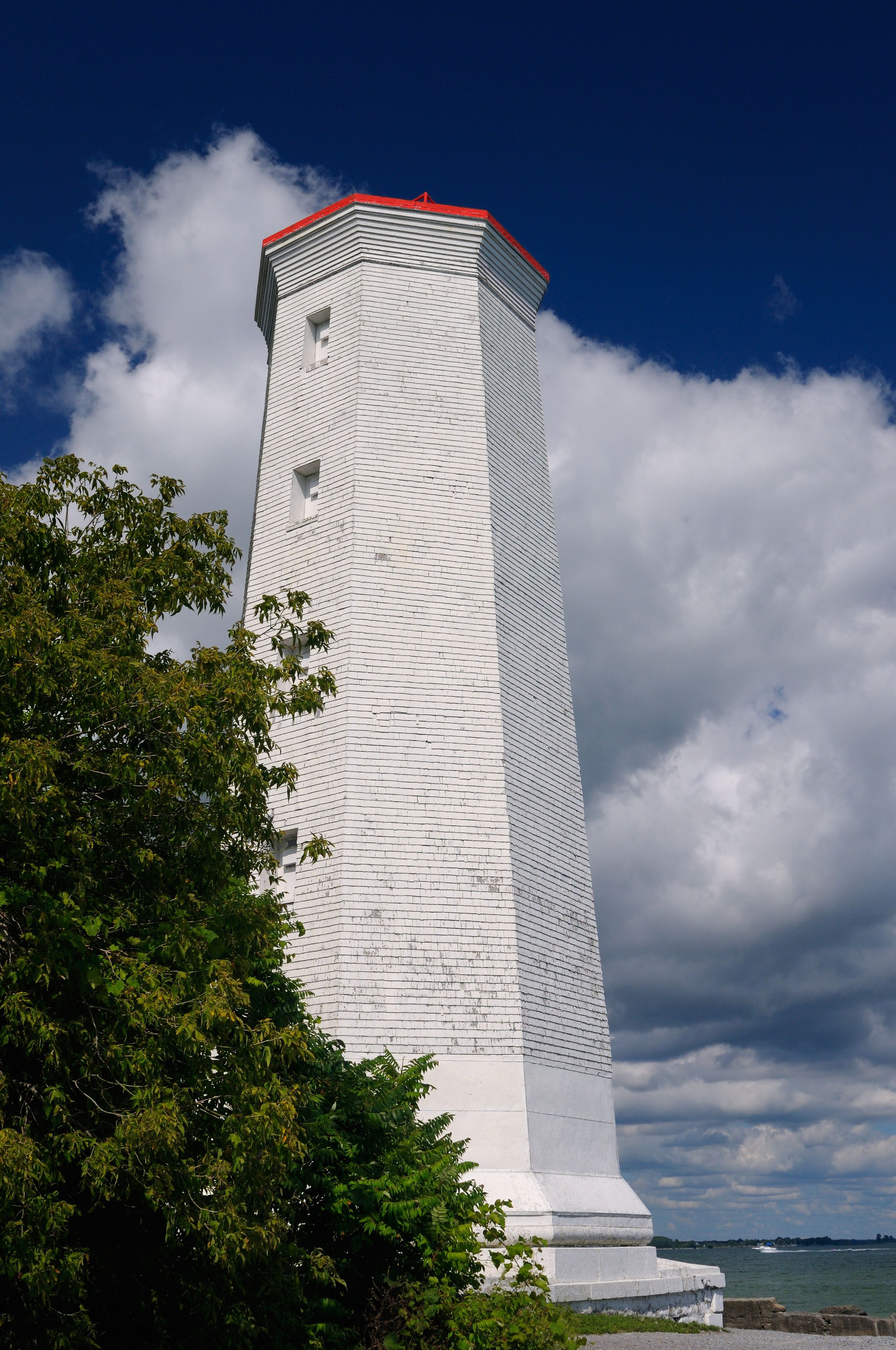 Historic lighthouse at Presquile Point in the Provincial Park on Lake Ontario near Brighton