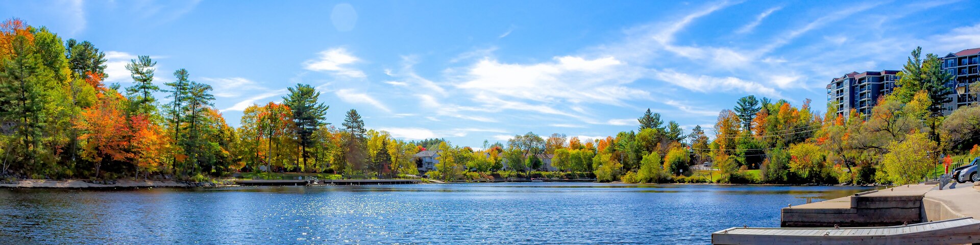 Bracebridge Bay and the Muskoka River during the Autumn, located in downtown Bracebridge