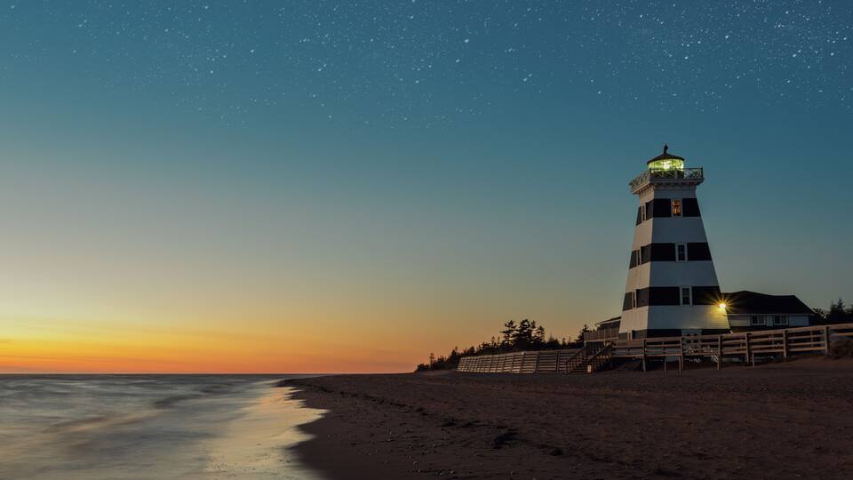 Panorama of West Point Lighthouse at Dusk