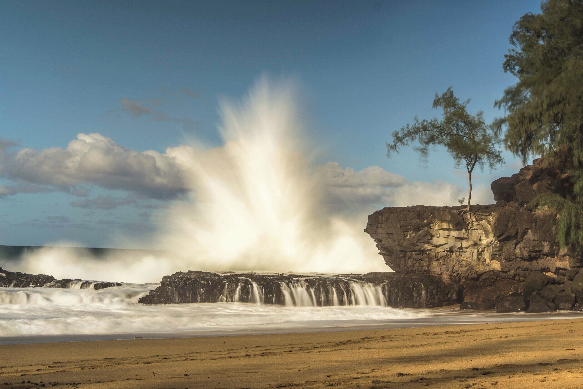 Nothing more than a wide spot in the road leads to this secluded beach near Makahoa point on the North shore of Kuai locally known as Kahalahala.