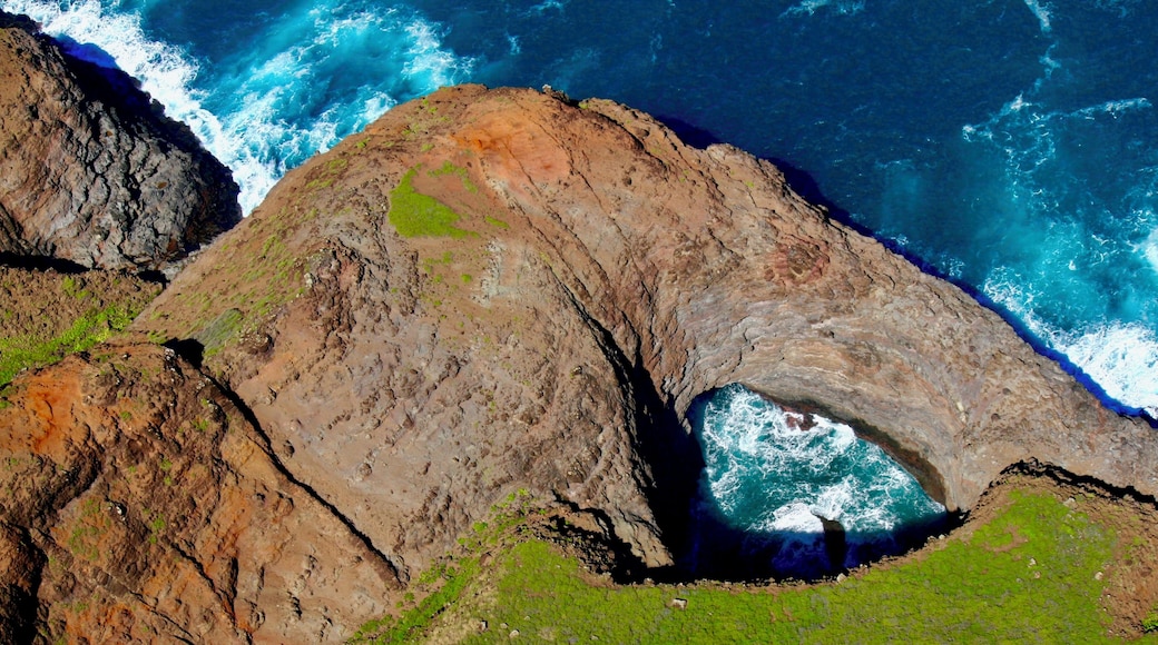 Located on North West Kauai along the rugged Napali Coast is an open ceiling (collapsed) sea cave called "The Bright Eye". It can be reached only by helicopter or by boat. This picture required leaning out the helicopter as the ride was "doors off".
#AboveItAll Photo Contest
#Trovember