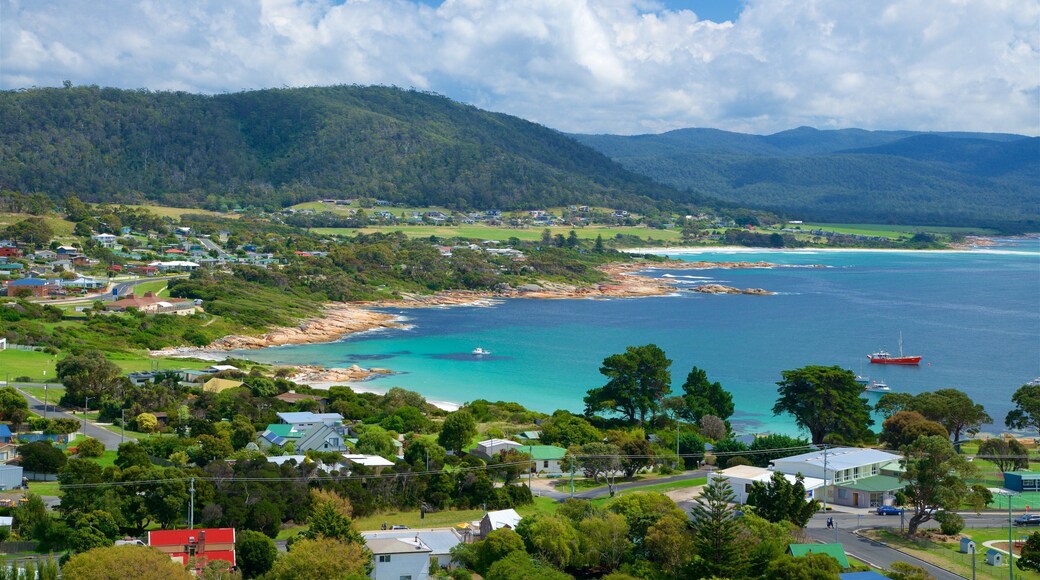 Tasmanie qui includes scĂšnes tranquilles, vues littorales et ville cĂŽtiĂšre