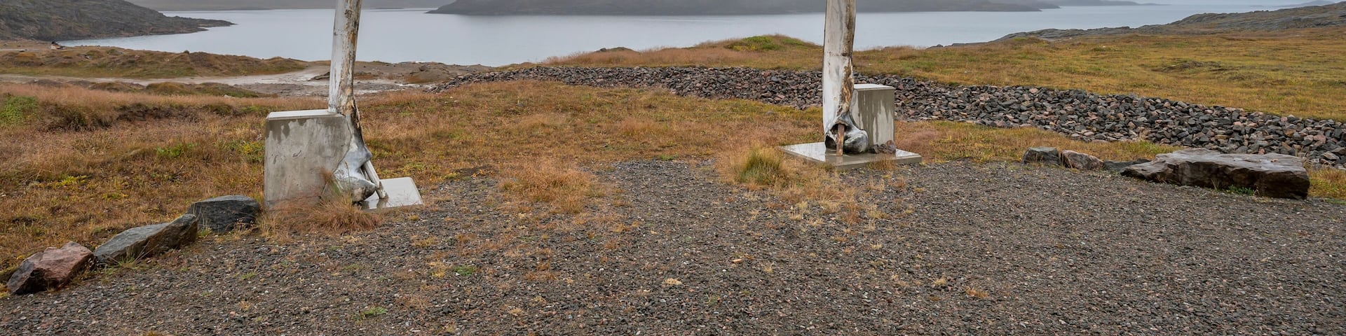 Arch made from whale bones overlooking the Arctic Ocean at Apex, Nunavut