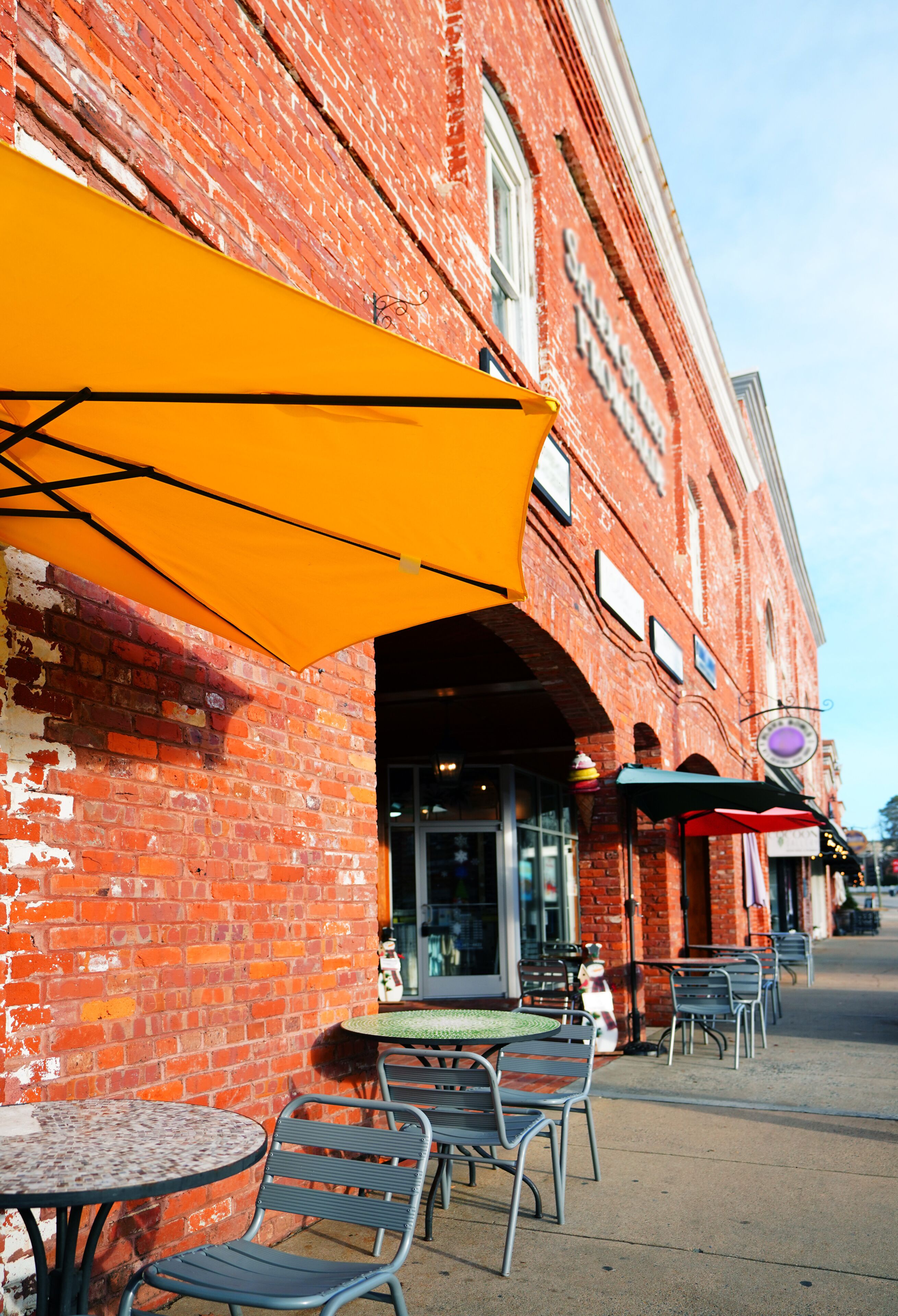 Unique shops and local restaurants along Salem Street in downtown Apex , in Wake County, North Carolina
