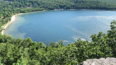 Aerial image of Devil's Lake State Park in Baraboo, Wisconsin, USA.