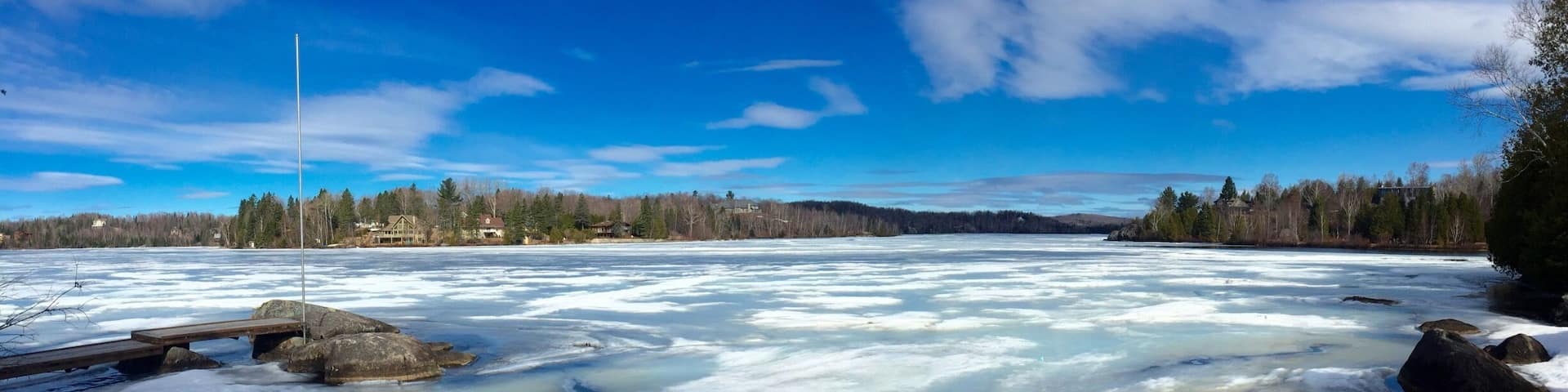 Estérel is a city in Les Pays-d'en-Haut Regional County Municipality in the Laurentides region of Quebec, Canada. Photo taken at the beginning of the spring thaw!