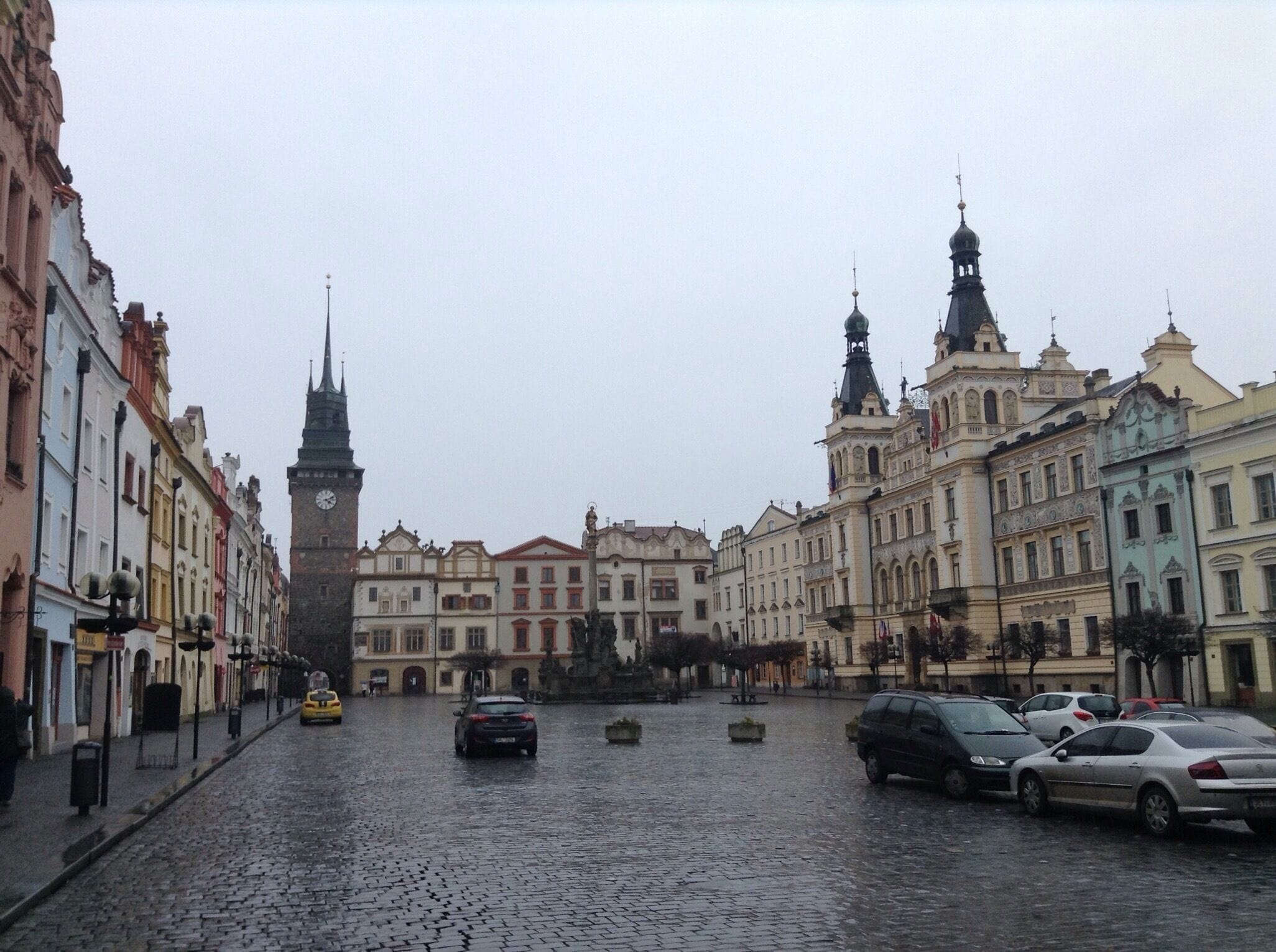 Main square in Pardubice, East Bohemia. Possibly one of the nicest squares in Central Europe, with very few tourists! Must be lovely in the summer months.

Train from Prague takes around 1 hour.